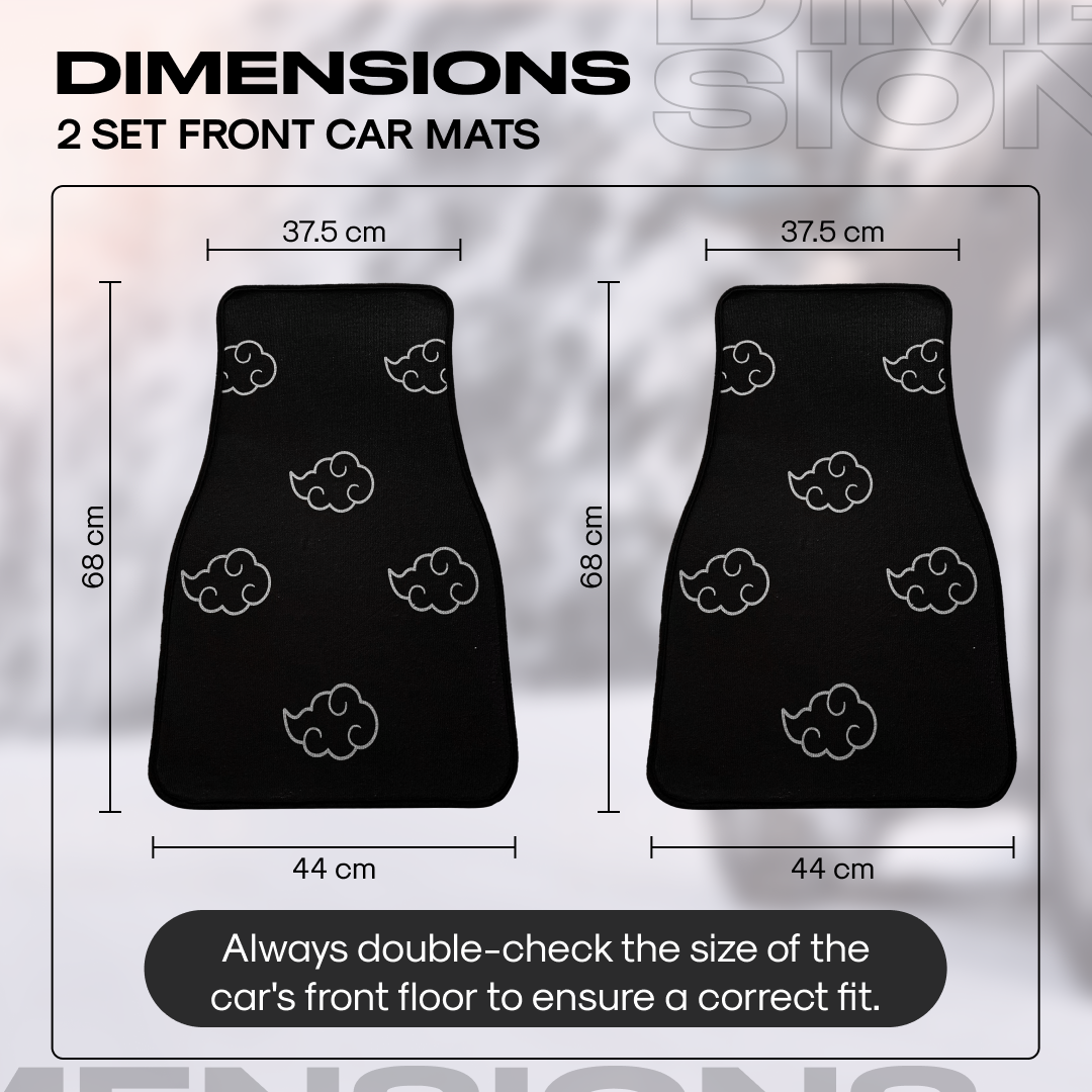 Anime Car Carpet Mat 2pcs Set Black Akat