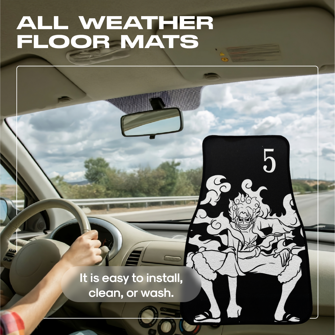 Anime Car Carpet Mat 2pcs Set Black Luffi