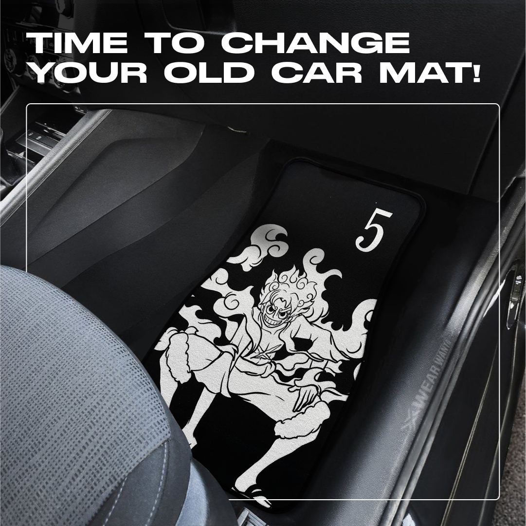 Anime Car Carpet Mat 2pcs Set Black Luffi