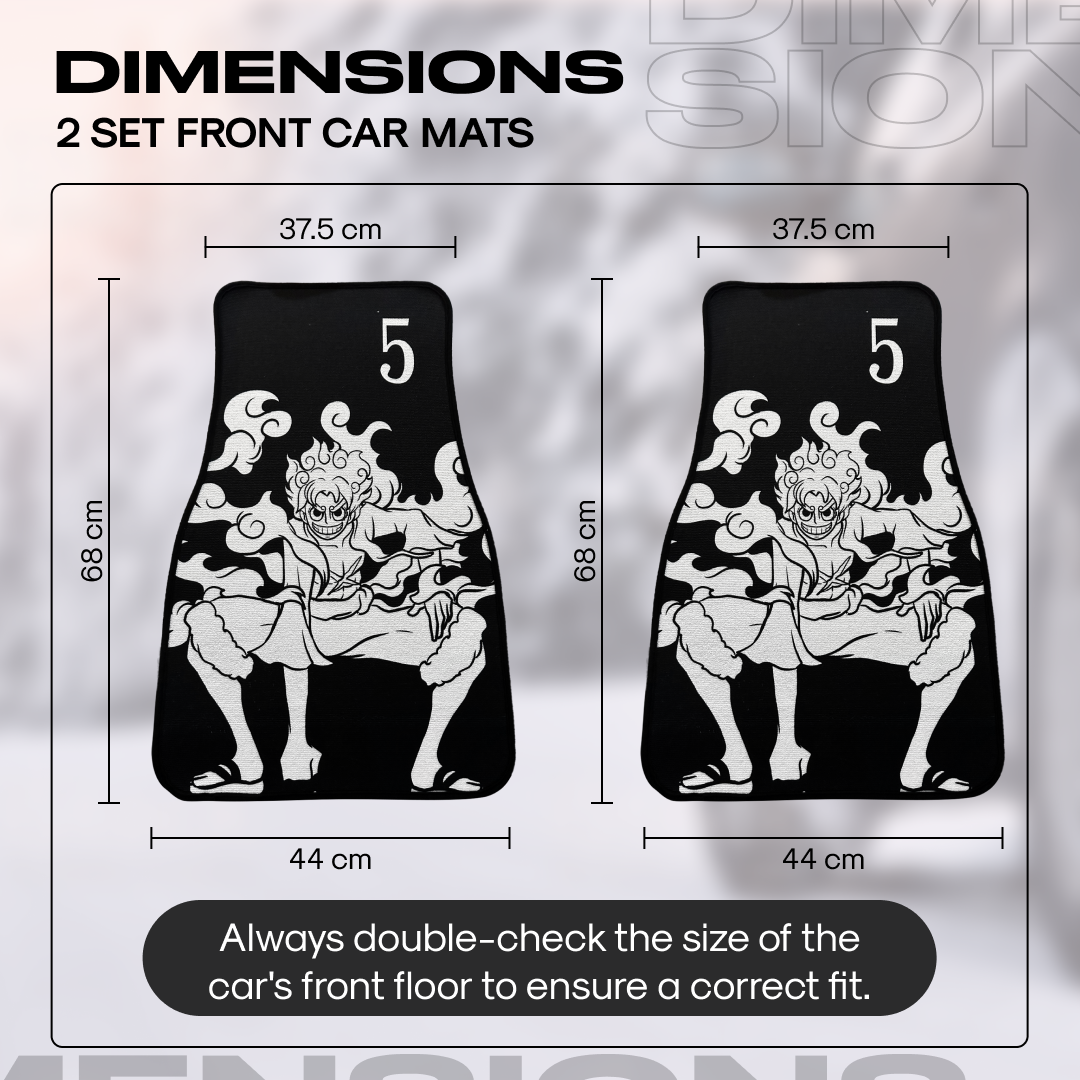 Anime Car Carpet Mat 2pcs Set Black Luffi