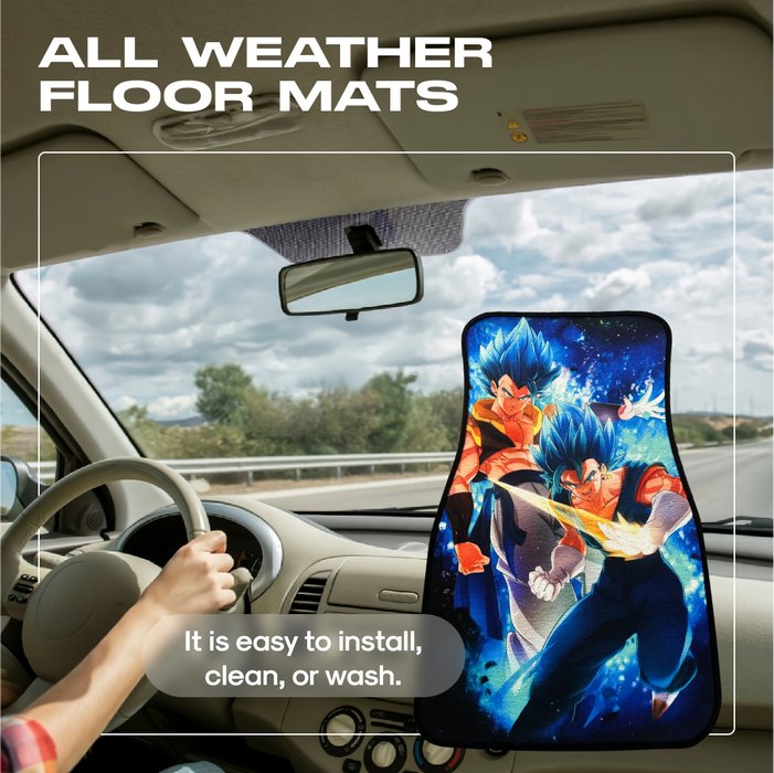 Anime Car Carpet Mat 2pcs Set Blue Vegeto