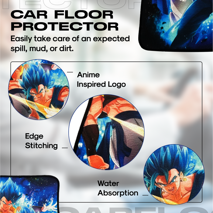 Anime Car Carpet Mat 2pcs Set Blue Vegeto