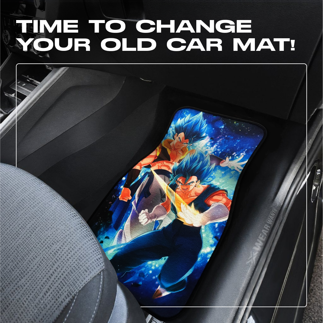 Anime Car Carpet Mat 2pcs Set Blue Vegeto