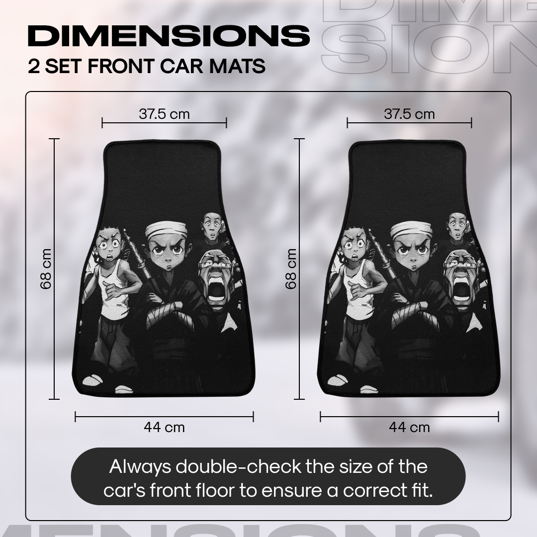 Anime Car Carpet Mat 2pcs Set Black Boons