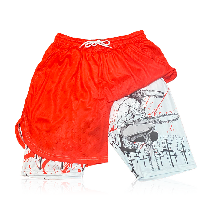 Breathable Mesh Shorts - Red Chainsaw
