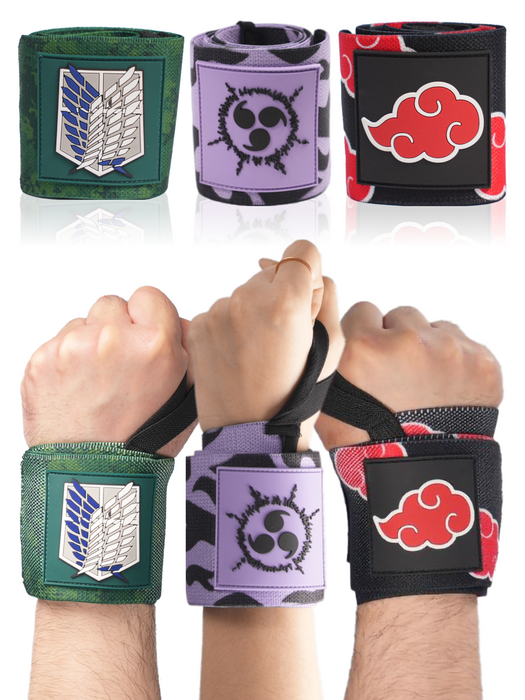 Anime Wrist Wraps 3 Pairs Bundle - 24" Lifting Straps for Men and Women Workout Crown Limited Supply