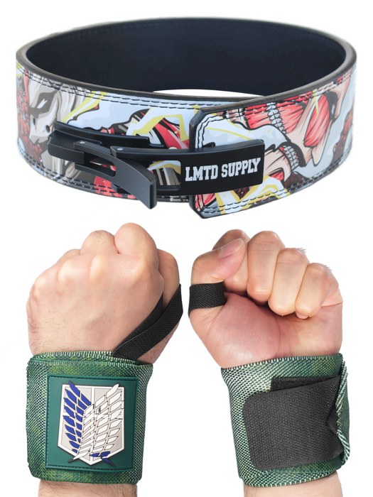 2 Set Anime Lever Belt and Wrist Wraps - Heavy Duty Gym Accessories for Men and Women Crown Limited Supply
