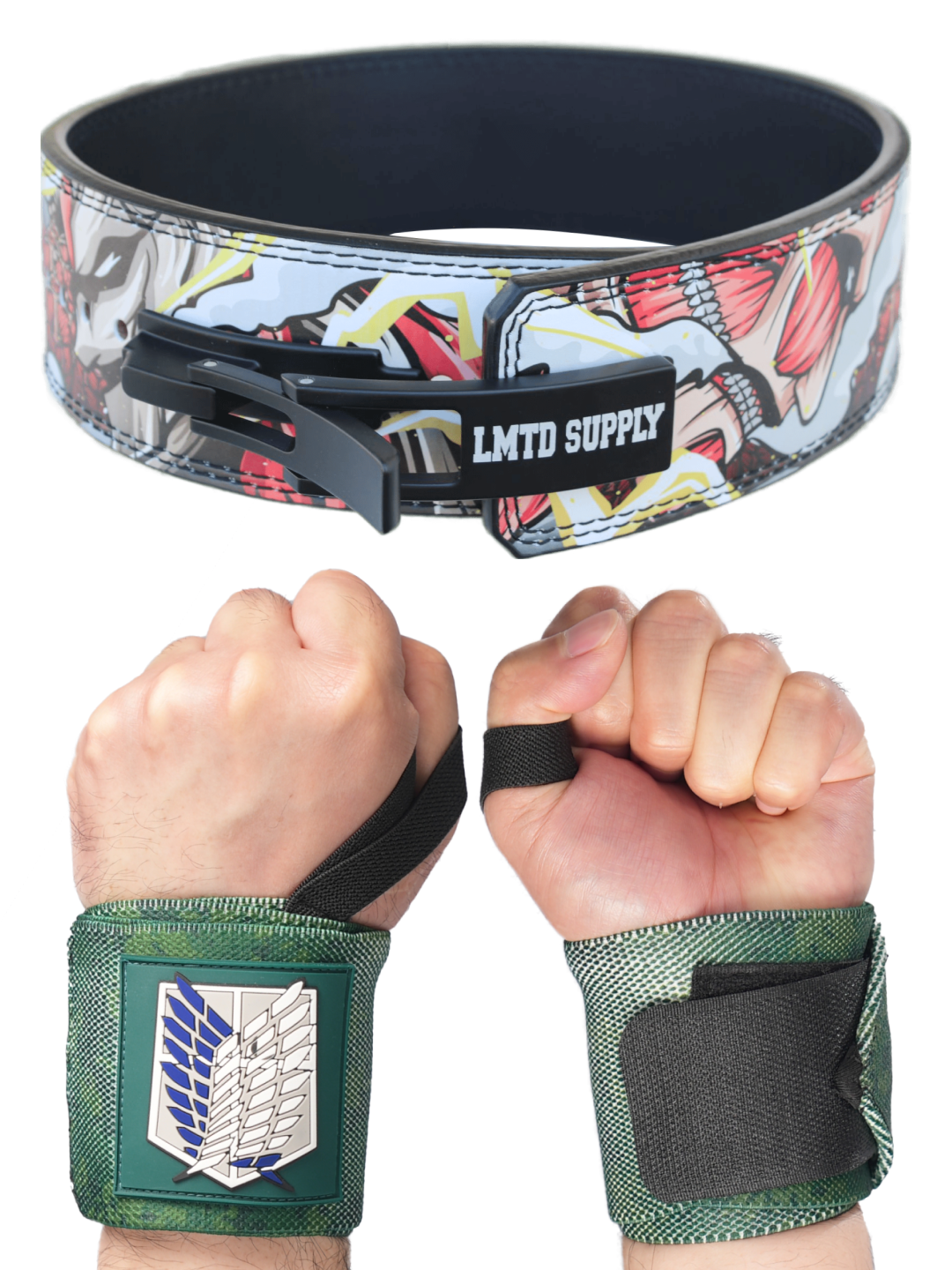 2PC Set Anime Belt and Wrist Wrap Bundle Crown Limited Supply