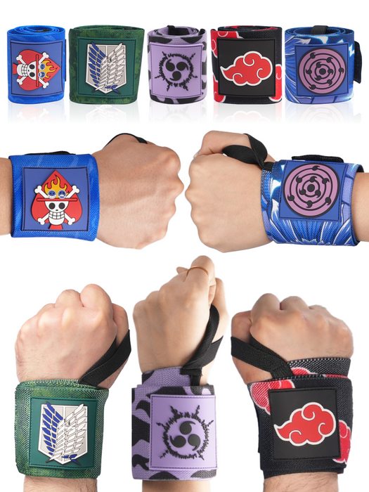 Anime Wrist Wraps 5 Pairs Bundle - 24" Lifting Straps for Men and Women - Gym Accessories Support (Trinity A) Crown Limited Supply