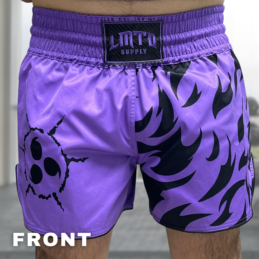 Anime Muay Thai Boxing Shorts (Purple CursedM)