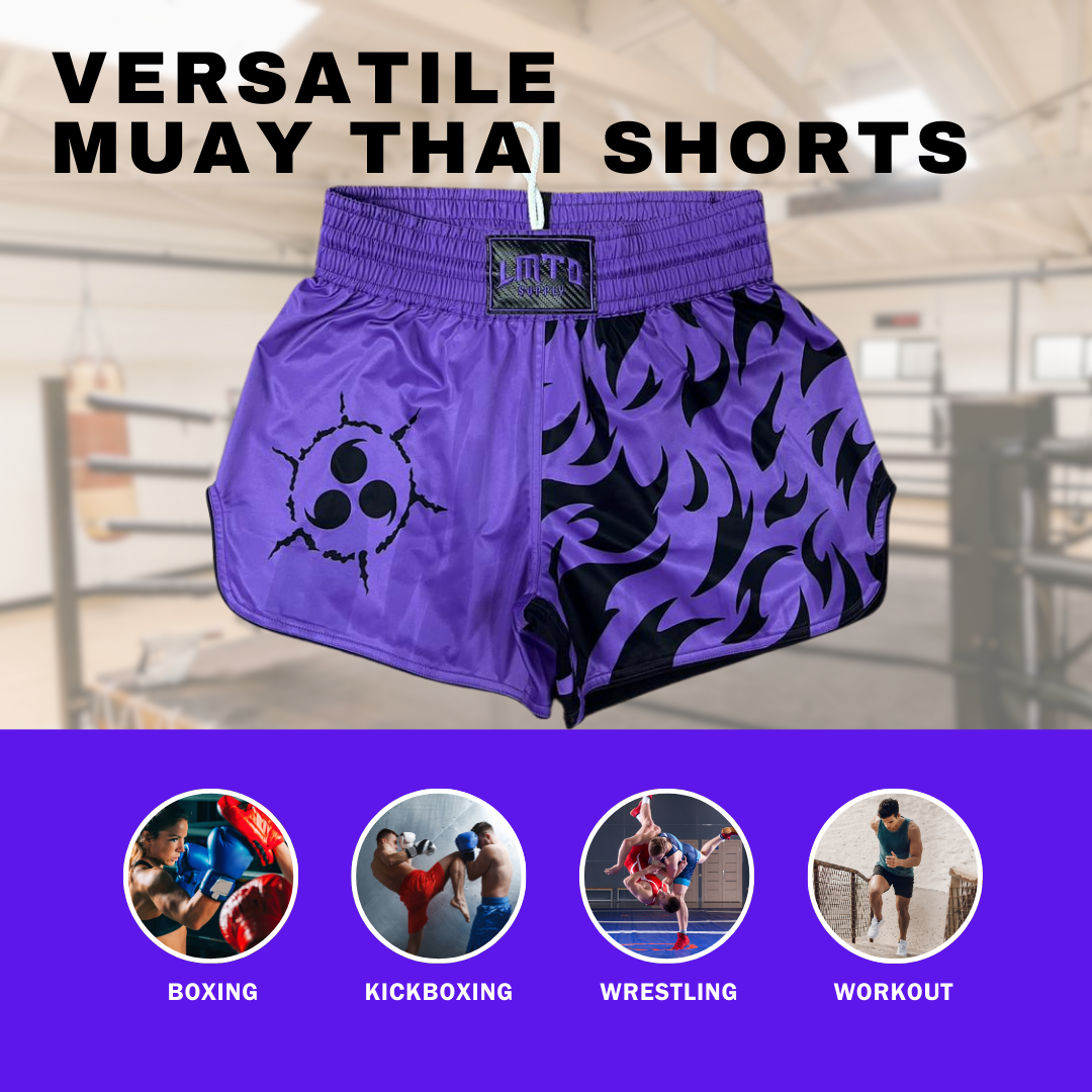 Anime Muay Thai Boxing Shorts (Purple CursedM)