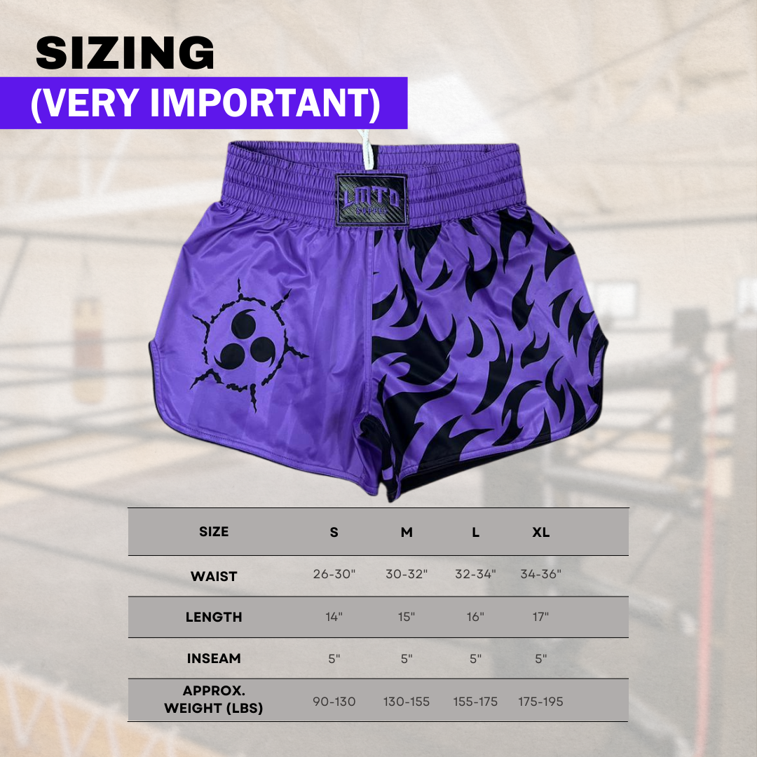 Anime Muay Thai Boxing Shorts (Purple CursedM)