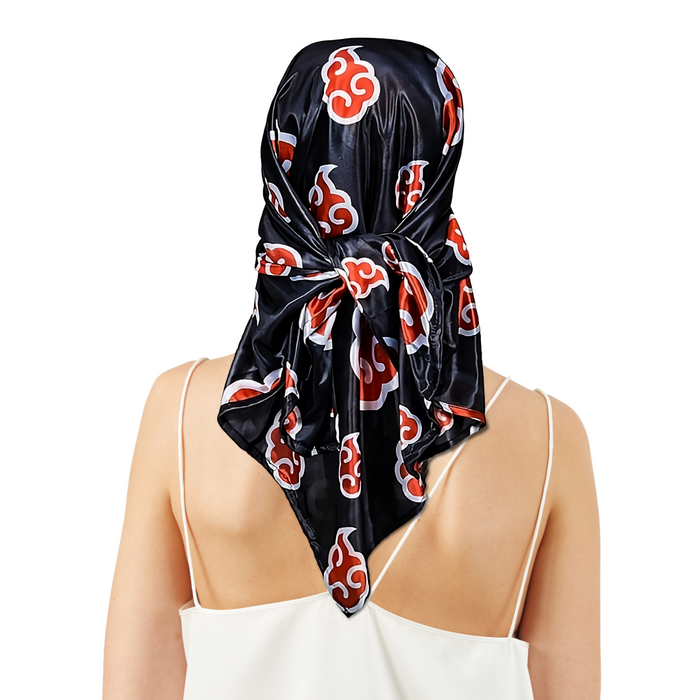 Reversible Anime Silk Scarf - Fashion Lightweight  Hair Bandana Body Head Wrap,  90x90cm Crown Limited Supply