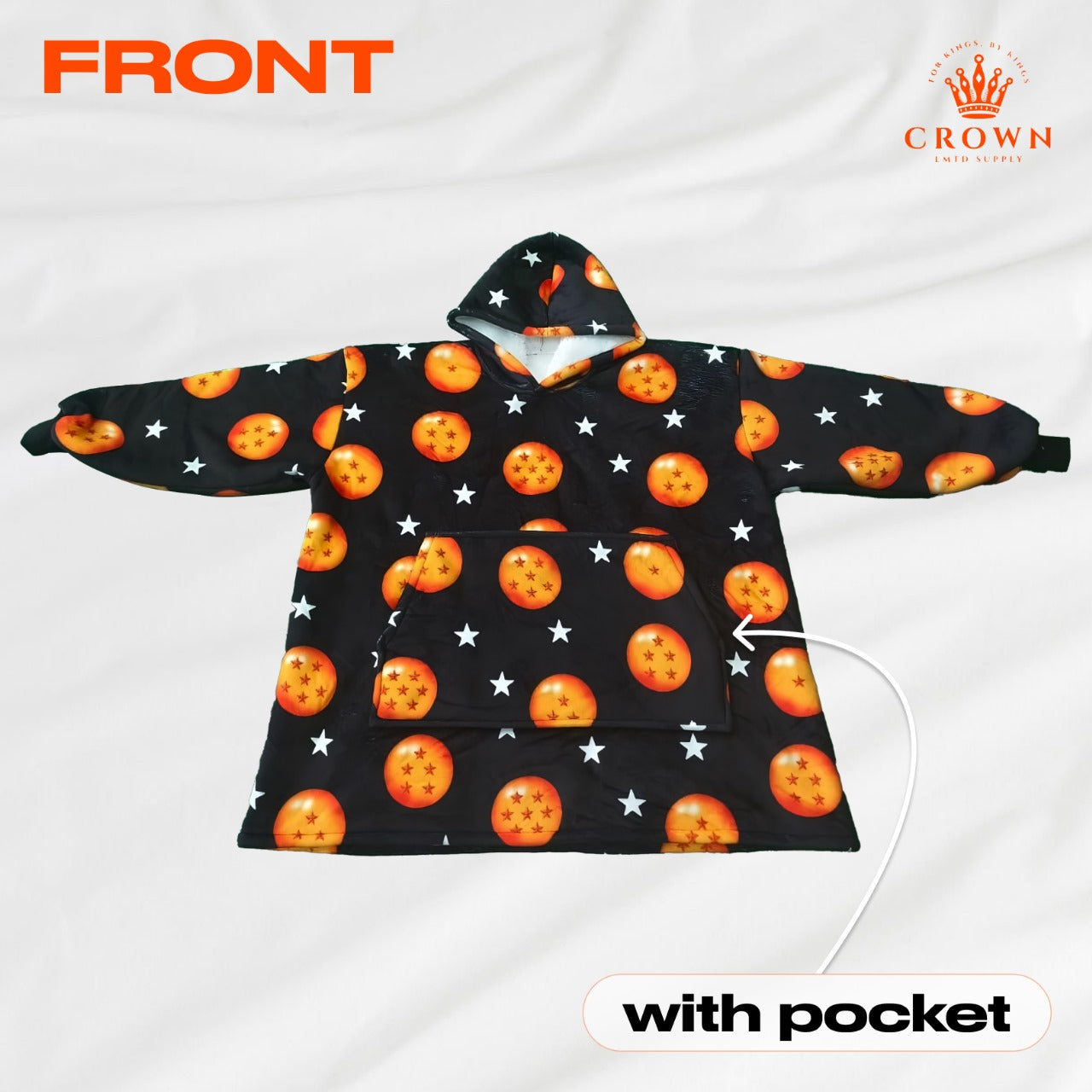 Anime Blanket Hoodie Black Stars With Pocket