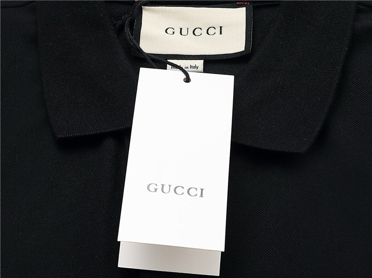 Black w/ Stripes GG Design Polo Shirt