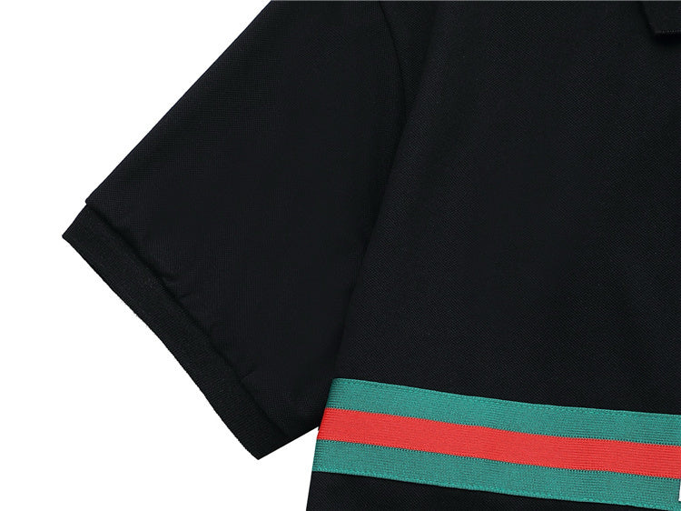 Black w/ Stripes GG Design Polo Shirt