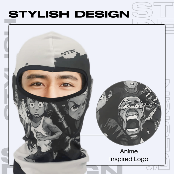 Anime Ski Mask with Design - White Huey Crown Limited Supply