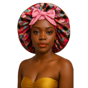 Pink CC Silk Satin With Elastic Tie Bonnet