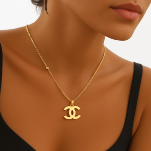 Gold CC Design Necklace