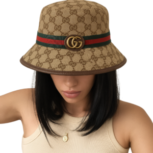 Green/Red Striped GG Design Bucket Hat