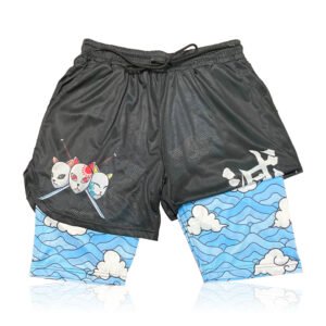 Blue Sakonj Anime Compression Shorts