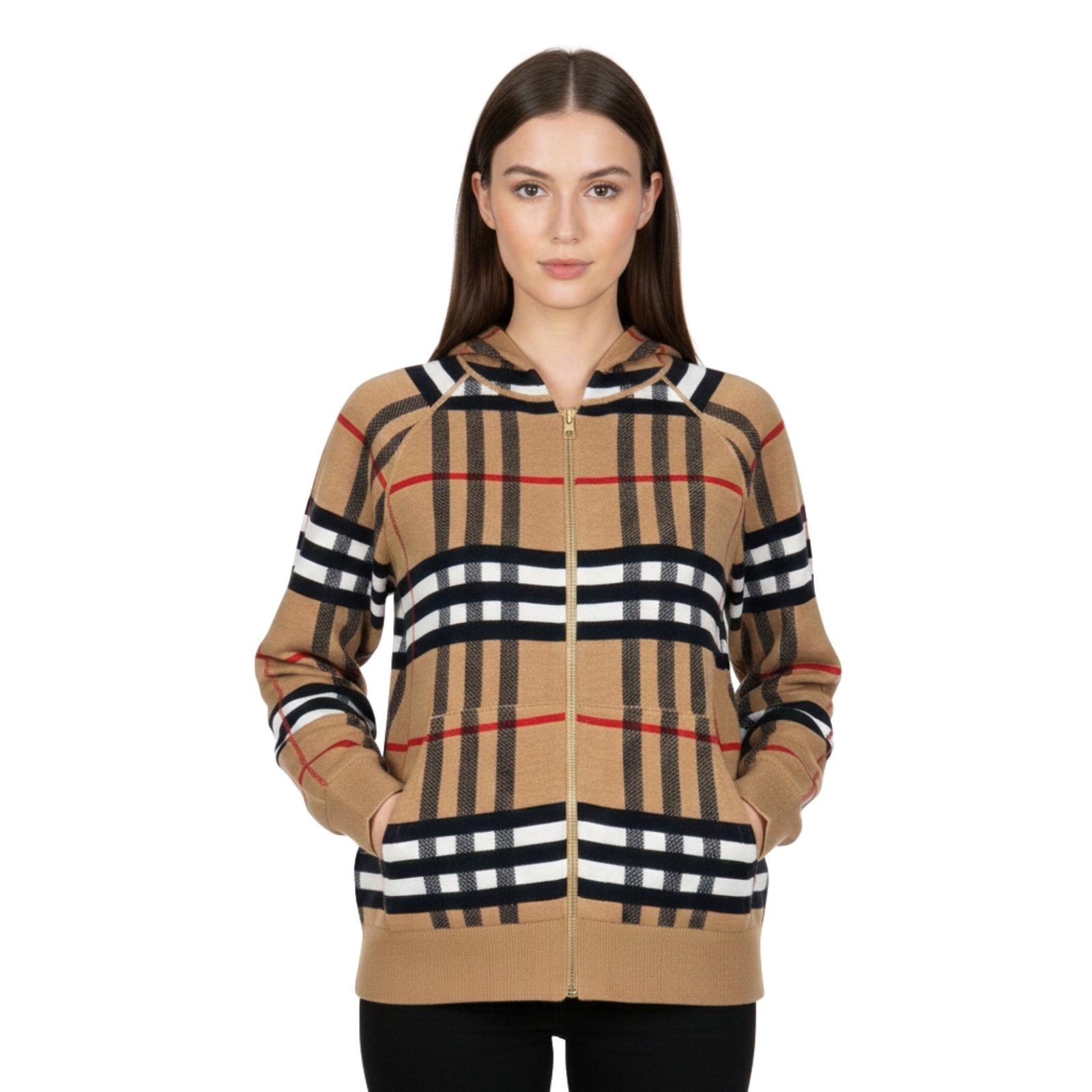 Brown Stripe Brburry Hoodie - Image 3