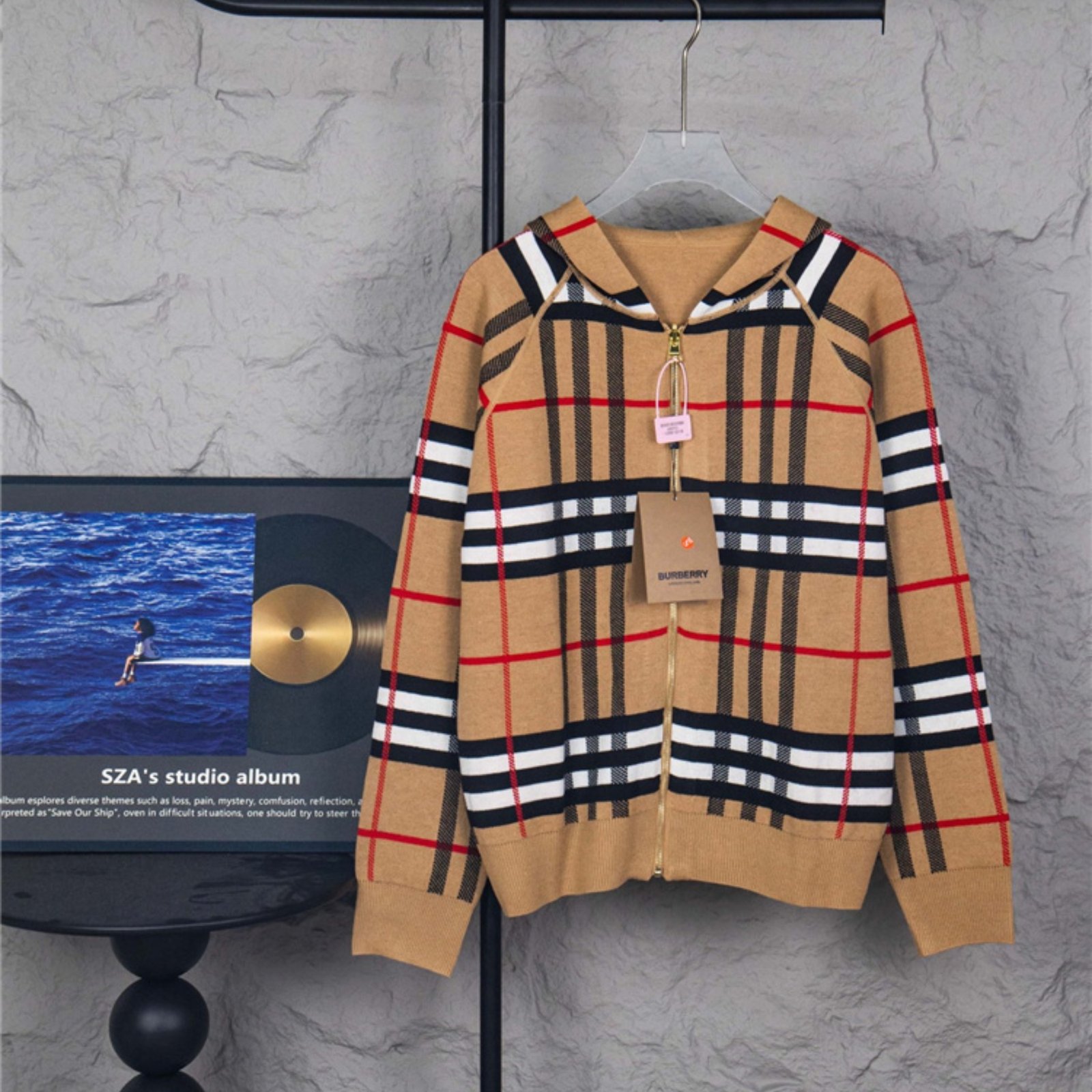 Brown Stripe Brburry Hoodie - Image 11