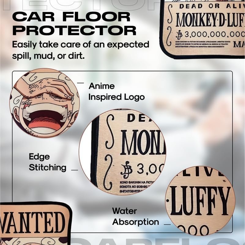 Anime Car Carpet Mat 1pc - Brown Luffy - Image 6