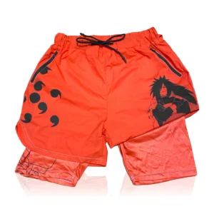 Anime Gym Workout Compression Shorts- Red Madara