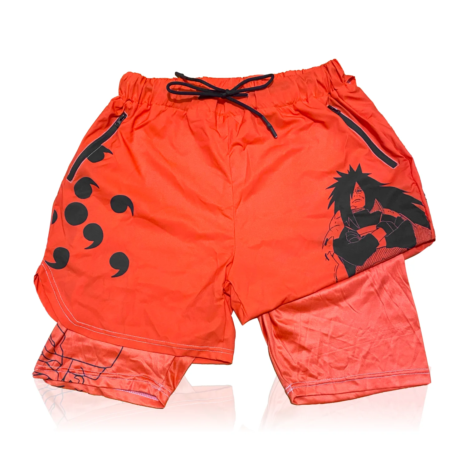 Anime Gym Workout Compression Shorts- Red Madara