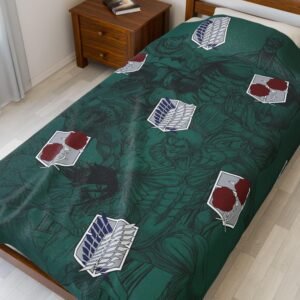 Green Ttan Anime Velvet Plush Blanket (PTY)