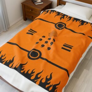 Orange Nine Tails Anime Velvet Plush Blanket (PTY)